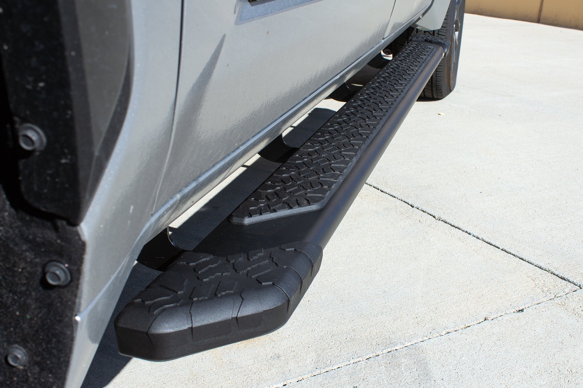 5in Tread Step Slide Track Running Boards - Black Textured Aluminum